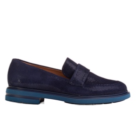 Marco Shoes Marineblaue Mokassins mit Velours-Dekor