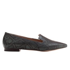 Marco Shoes Lordsy Ballerinas aus Schlangenleder, flaschengrün