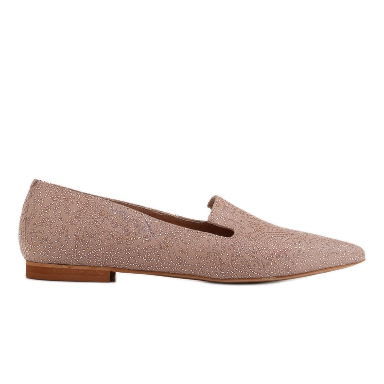Marco Shoes Beige Wildleder Lords Ballerinas - Paillettenmuster