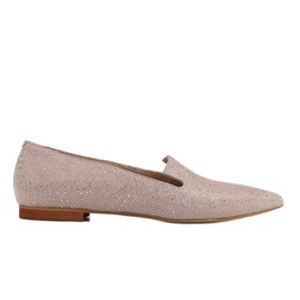 Marco Shoes Beige Wildleder Lords Ballerinas - Paillettenmuster