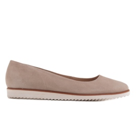 Marco Shoes Leichte Damen Ballerinas aus naturbelassenem Veloursleder mit sportlicher Sohle beige