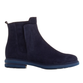 Marco Shoes Leichte Stiefel mit flachem Boden aus Naturleder isoliert marineblau