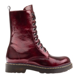 Marco Shoes Hohe Stiefeletten, Stiefel auf einer durchscheinenden Sohle gebunden rot