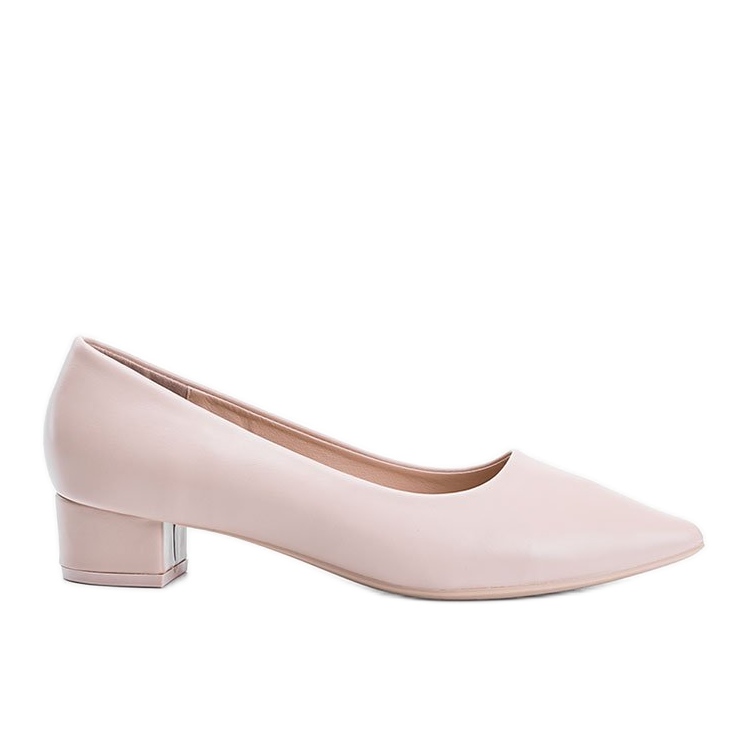 Beige Pumps auf einem niedrigen Zafira-Pfosten