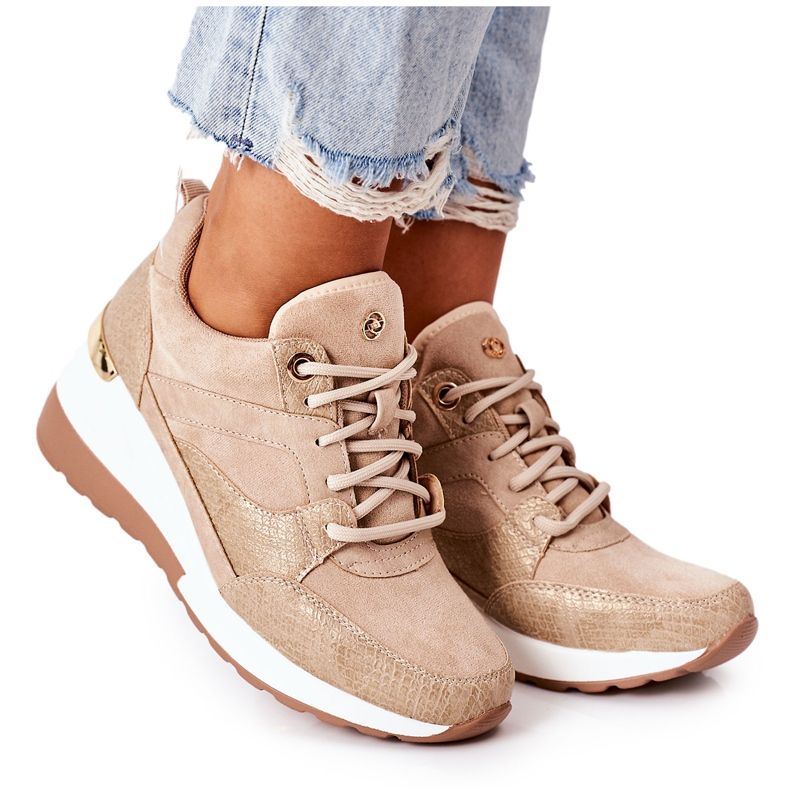 PE1 Sneakers mit Keilabsatz Beige Temida
