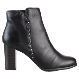 Evento Klassische Lederstiefeletten schwarz