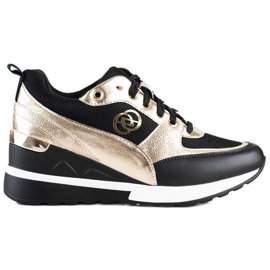 Evento Modische Keilsneaker schwarz golden