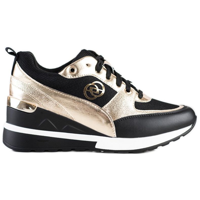 Evento Modische Keilsneaker schwarz golden