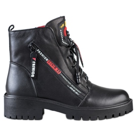 ARTIKER Lederarbeiter mit dekorativem Reißverschluss schwarz