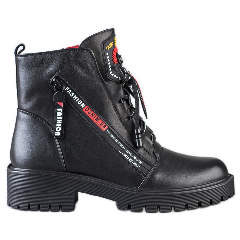 ARTIKER Lederarbeiter mit dekorativem Reißverschluss schwarz