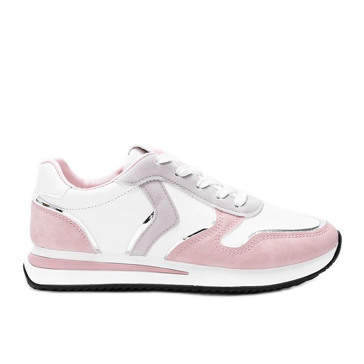 Weiße und pinke Sneaker mit metallischen Delta-Details rosa