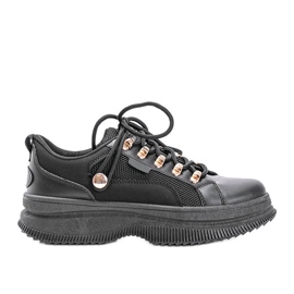 Schwarze Sneaker mit hoher Tifel-Sohle