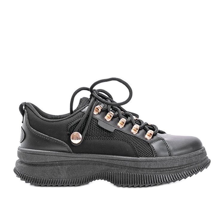 Schwarze Sneaker mit hoher Tifel-Sohle