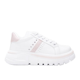 Weiße Sneaker mit beigen Details auf hoher Alasana-Sohle