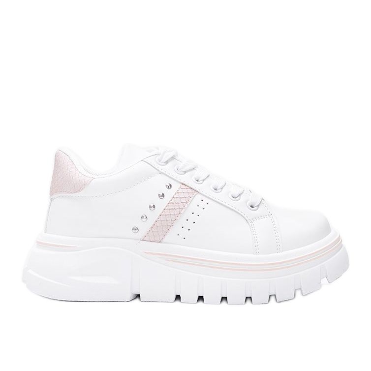 Weiße Sneaker mit beigen Details auf hoher Alasana-Sohle