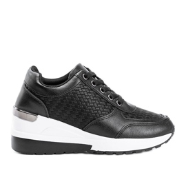 Schwarze Keilsneaker mit geflochtenem Dianne-Muster