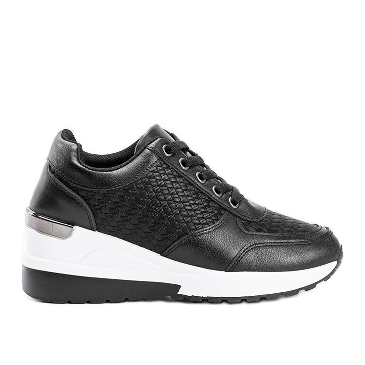 Schwarze Keilsneaker mit geflochtenem Dianne-Muster