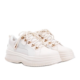 Beige Sneaker mit hoher Tifel-Sohle