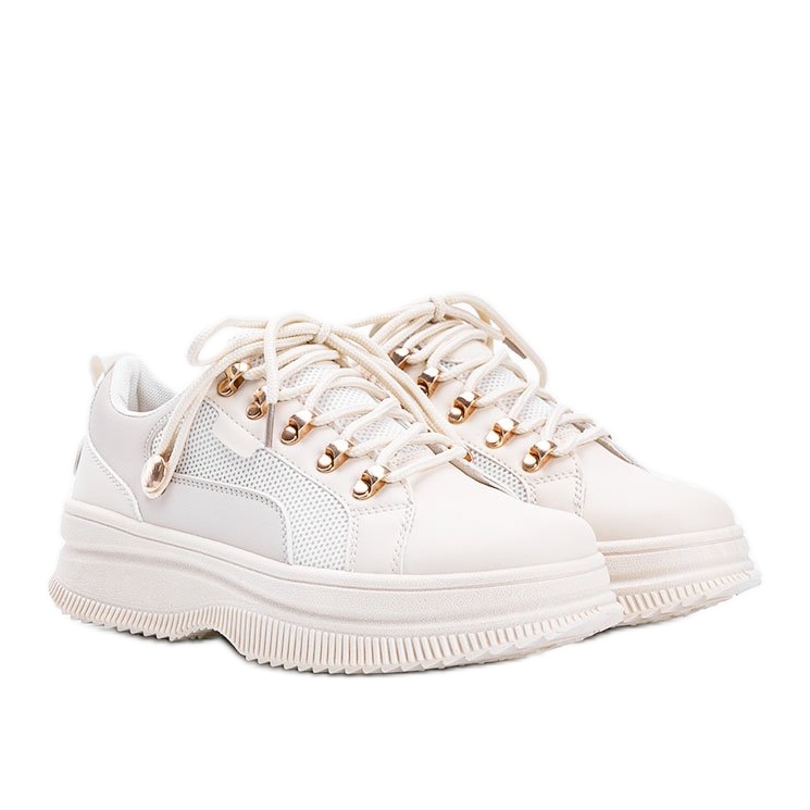 Beige Sneaker mit hoher Tifel-Sohle