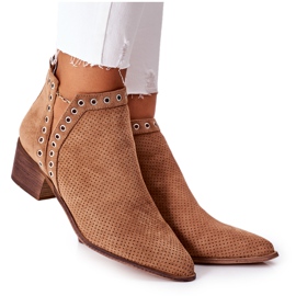 Durchbrochene Stiefel mit Cut-Outs, Camel Western braun