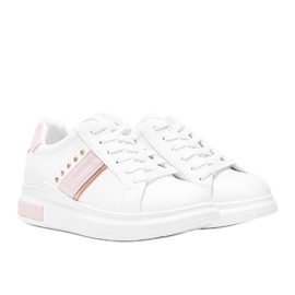 Sneakers in Weiß und Pink mit Sashell-Nieten rosa