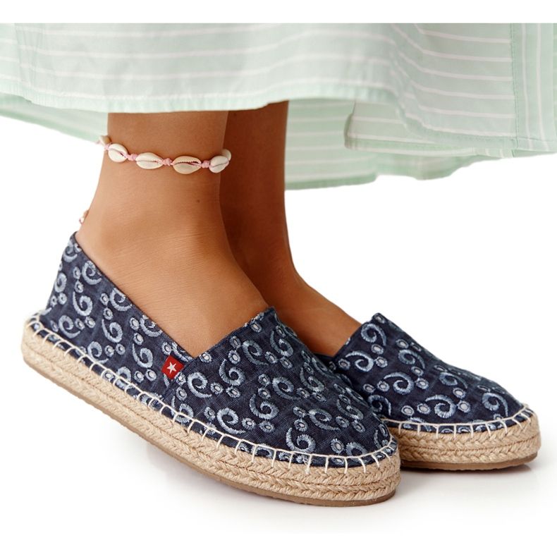 Espadrilles auf einer geflochtenen Plattform Big Star AA274628 Marineblau navy blau