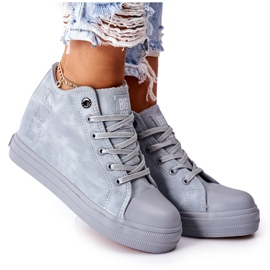 Leder Sneakers On Wedge Big Star II274094 Blau