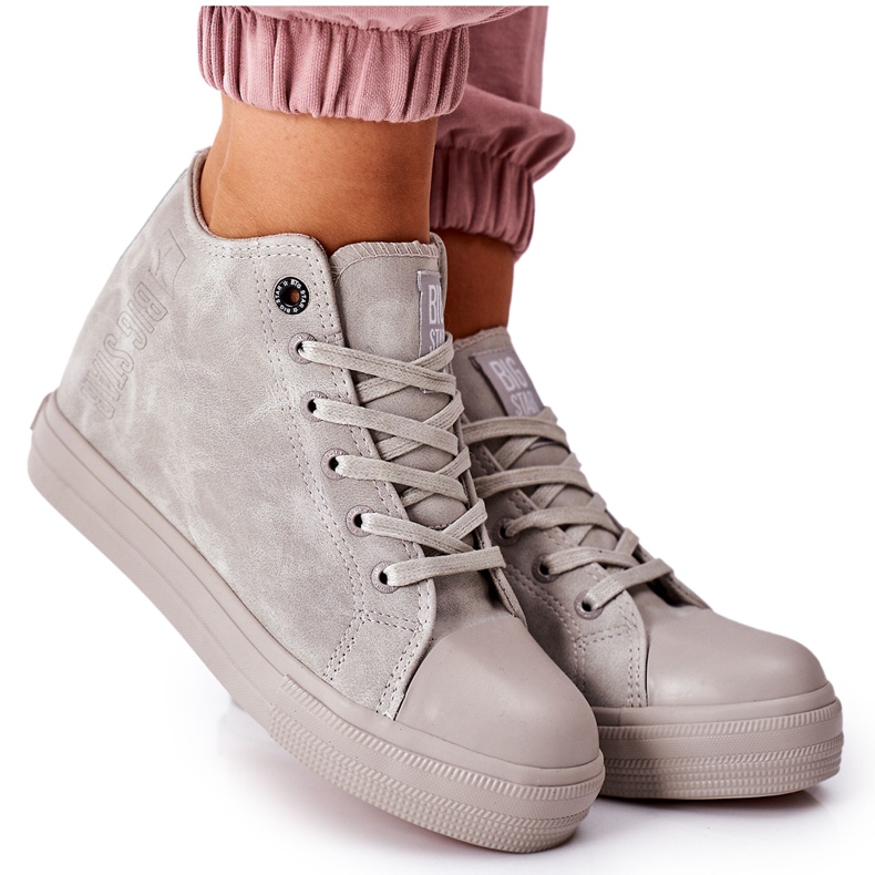 Leder Sneakers On Wedge Big Star II274093 Grau