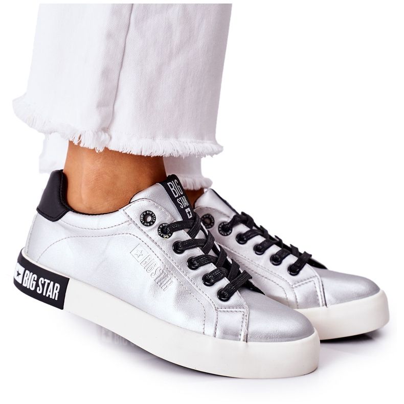 Damen Leder Sneakers Big Star II274034 Silber silber-