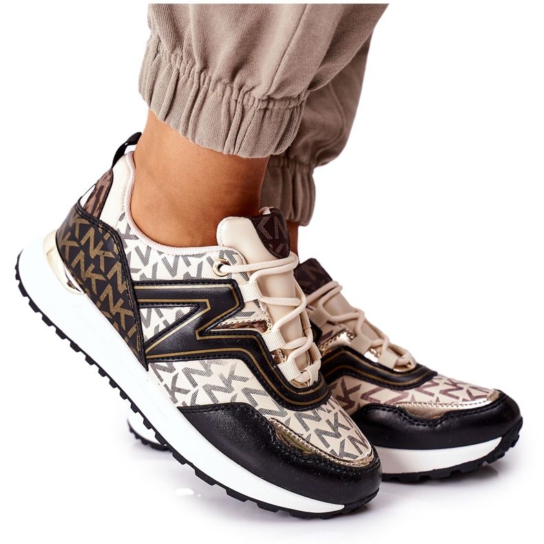 Logowane Sportschuhe Sneakers Beige und Schwarz Always