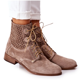 Alberto Violli Wildlederstiefeletten mit durchbrochenem Cappuccino-Josie-Muster braun