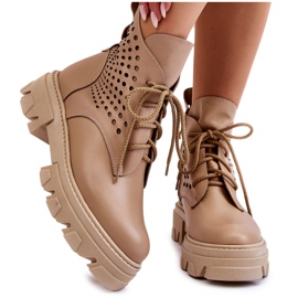 Alberto Violli Lederarbeiter mit durchbrochenem Muster Beige Abilene