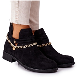 PS1 Schwarze Elvira Wildlederstiefel mit Kette