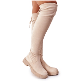 PS1 Beige Overknee-Stiefel aus Wildleder Selina