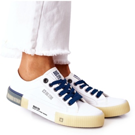 Damen Leder Sneakers Big Star II274132 Weiß marineblau