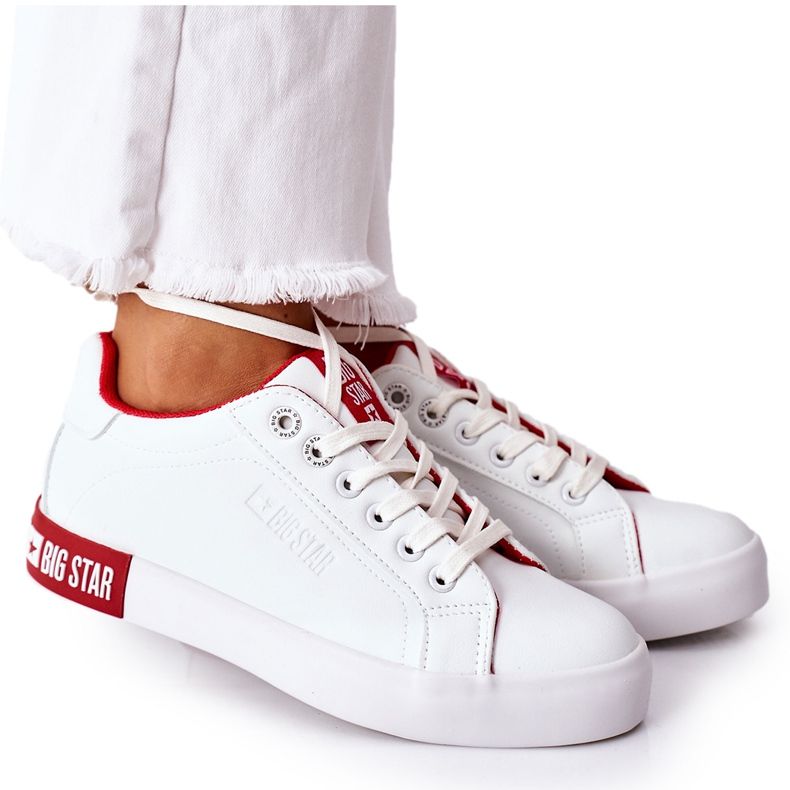 Damen Leder Sneaker Big Star II274032 Weiß-Rot