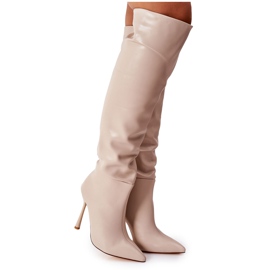 BM Warme Stiefel mit hohem Absatz Beige Dionne