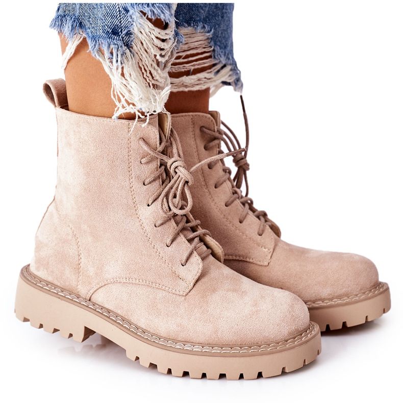 PS1 Wildleder Booties Reißverschluss Beige Belados