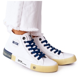 Hohe Sneakers aus Leder Big Star II274137 Weiß marineblau