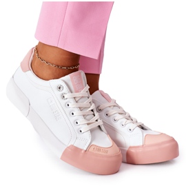 Damen Leder Sneakers Big Star II274027 Weiß rosa