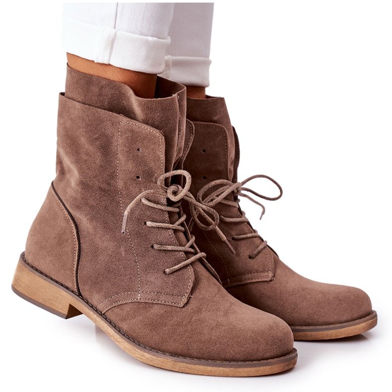 PS1 Stiefel mit doppeltem Obermaterial Hellbraun Violetta khaki