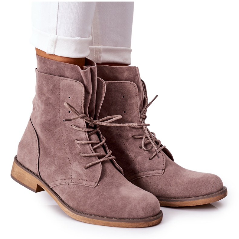 PS1 Stiefel mit Doppelschaft Taupe Violetta grau