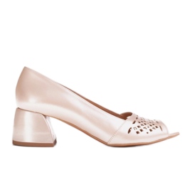 Marco Shoes Beige Pumps mit dekorativer Lochfront