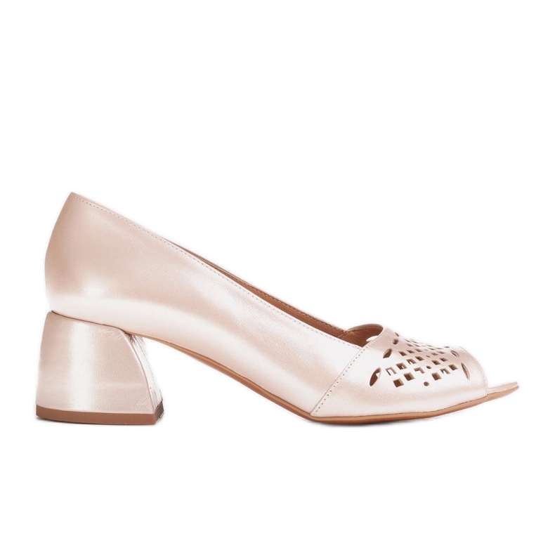 Marco Shoes Beige Pumps mit dekorativer Lochfront