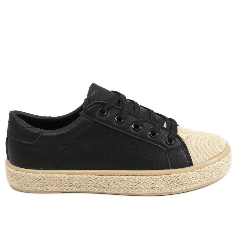 Schwarze Damen Espadrilles Sneakers NA05P Schwarz