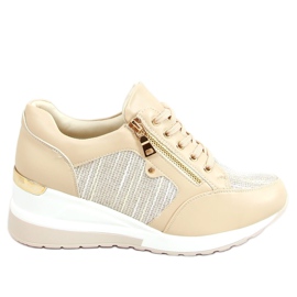 Beige Sneakers mit Keilabsatz Y9521 Nude