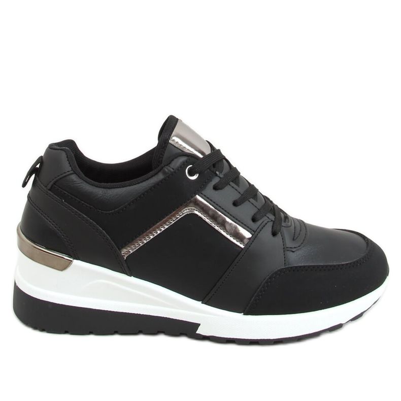 Schwarze Sneakers mit Keilabsatz P67 Schwarz