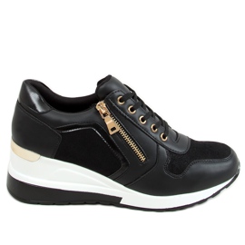 Schwarze Sneakers mit Keilabsatz Y9529 Schwarz