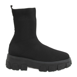 Schwarz PP01P Schwarze Sockenstiefel