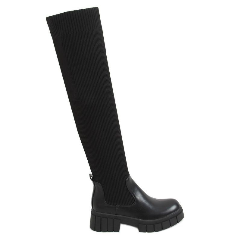 Overknee-Stiefel mit Sockenoberteil schwarz QT12 Black